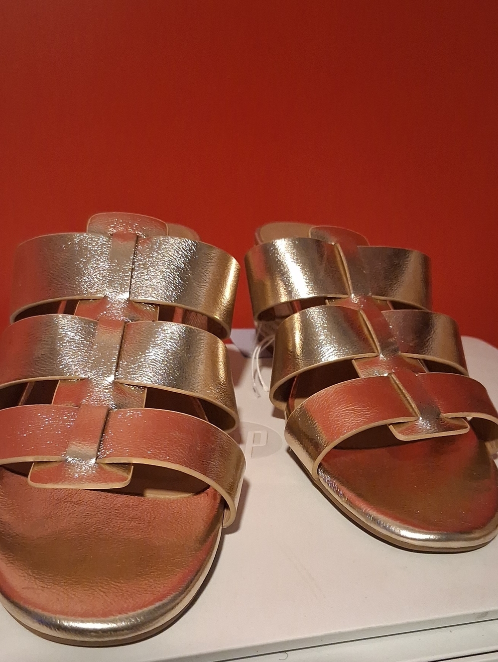 Metallic Gold Aerosoles Women's Slide Sandals Size 12